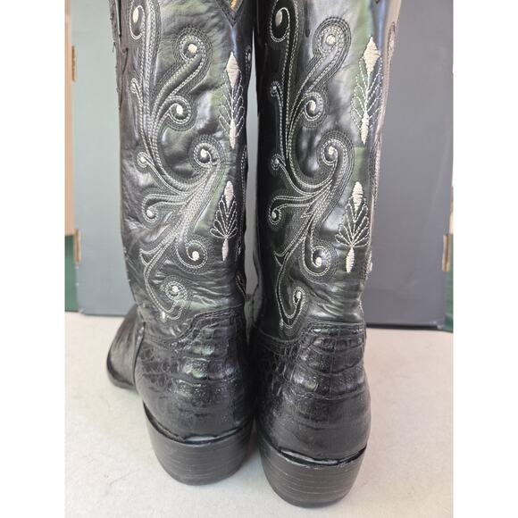 RARE Custom Black Safari Crocodile Aligator Cowboy Black Boot US12 main image 9
